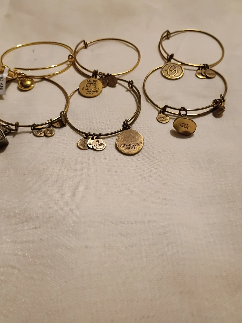 Alex and Ani Gold Tone Charm Bangle Set - Gold Lot Of 6